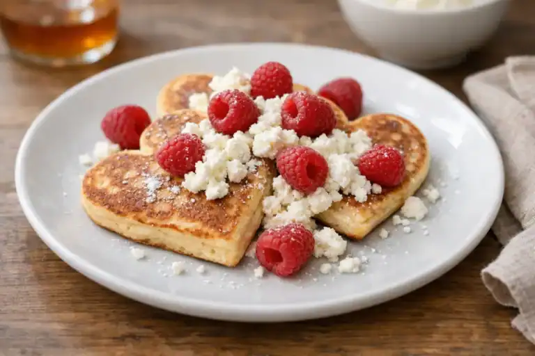 Palacinkové srdiečka s tvarohom a malinami: jednoduché, ale ideálne na február.