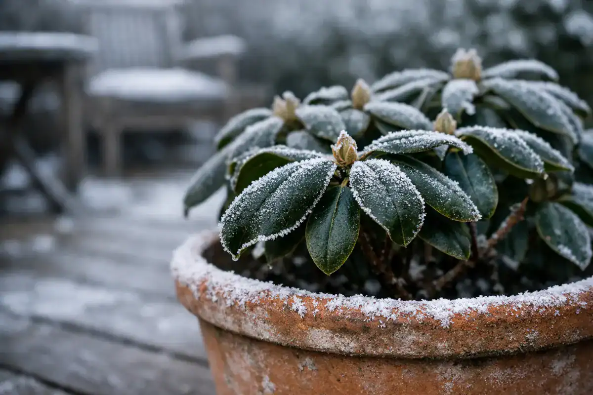 rododendron v črepníku