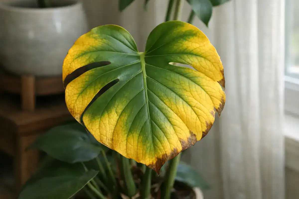 žlté listy monstera