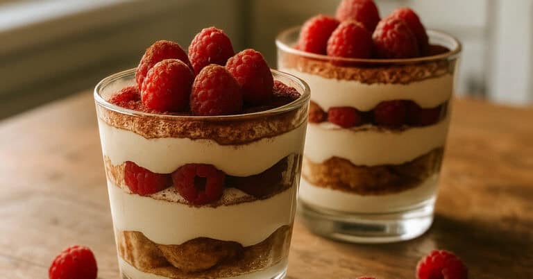 Malinové tiramisu v poháriku: 3 vrstvy a 20 minút prípravy